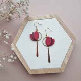 Boucles d'oreilles rouge en cuir